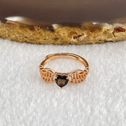 Natural Smoky Quartz in S925 Sliver Rose Gold Color Ring (Adjustable Size) 1.72g 4.7 by 4.7 by 3.0mm - Huangs Jadeite and Jewelry Pte Ltd