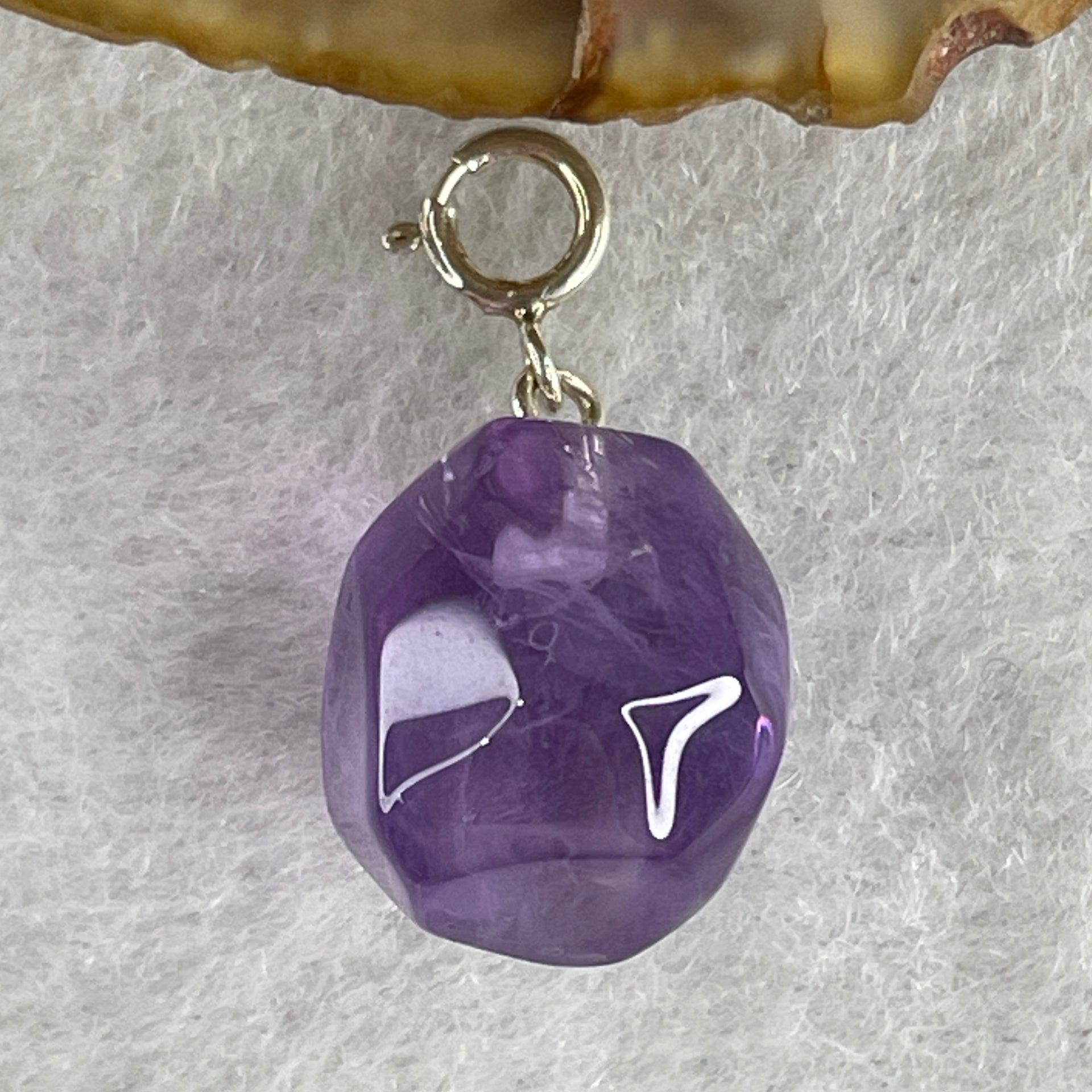 Natural Amethyst Pebble Pendant 2.92g 13.2 by 12.5mm - Huangs Jadeite and Jewelry Pte Ltd