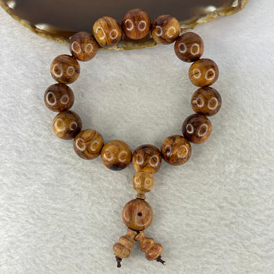 Natural China Hainan Huang Hua Li Beads Bracelet 海南黄花梨 24.24g 15.1mm 15 Beads/ 1 Donut 2 Hulu Beads - Huangs Jadeite and Jewelry Pte Ltd