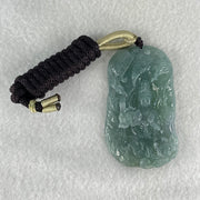 Type A Semi Icy Light Blueish Green Jadeite Guan Yin with Lotus Flower and Phoenix Pendant 40.71g 61.8 by 36.9 by 8.6mm - Huangs Jadeite and Jewelry Pte Ltd