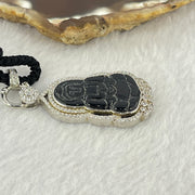 Type A Translucent Black Omphasite Jadeite Guan Yin 24.8 by 15.3 by 1.8mm Pendant in S925 Sliver Pendant 11.89g - Huangs Jadeite and Jewelry Pte Ltd