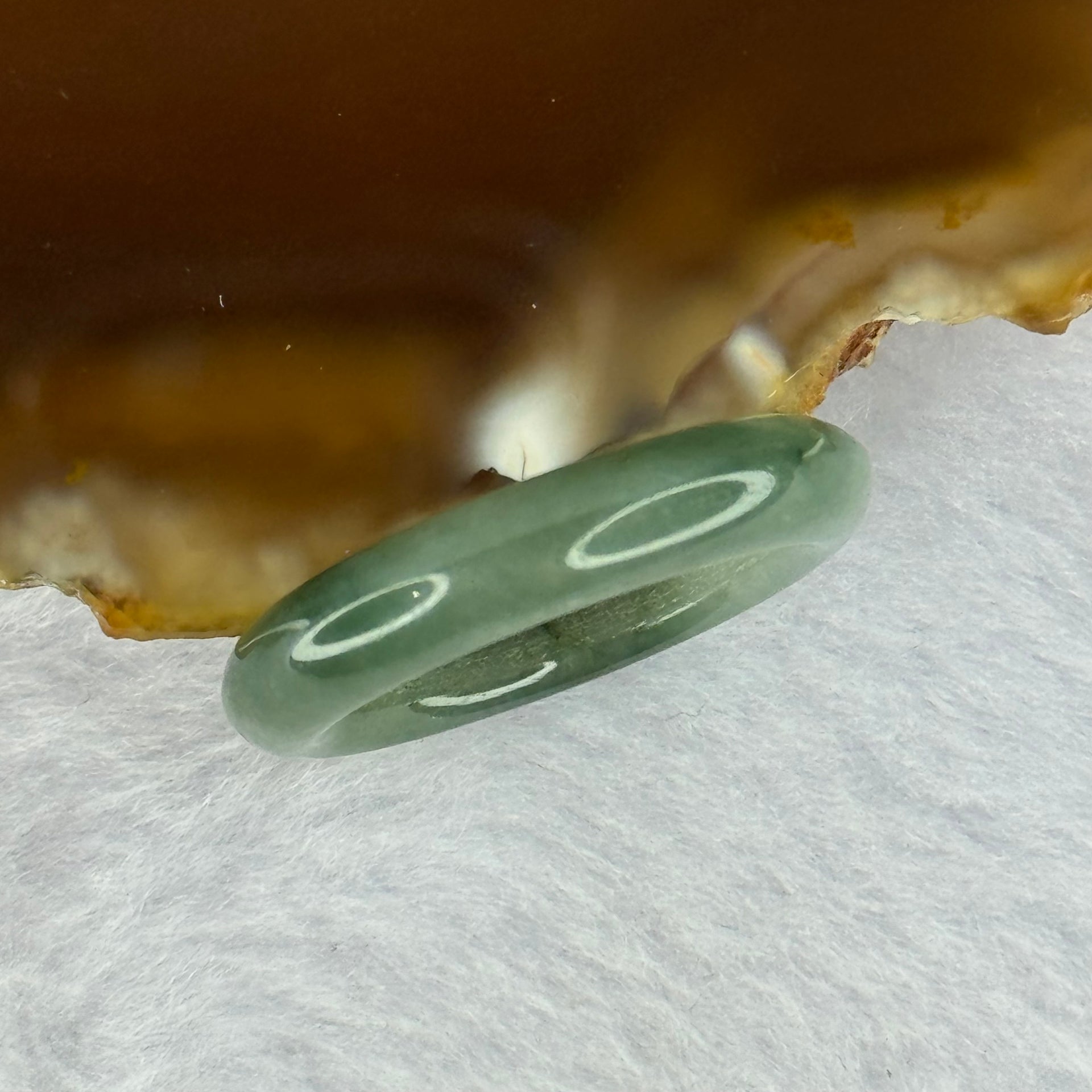 Type A Oily Green Jadeite Ring 3.19g 5.0 by 4.0mm US8.25 HK18 - Huangs Jadeite and Jewelry Pte Ltd