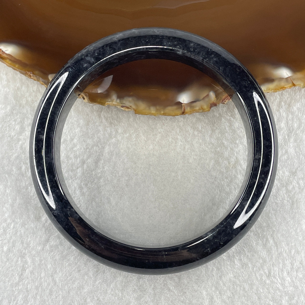 Type A Opaque Wuji Black Jadeite Bangle 60.74g  Internal Diameter 57.6mm 12.8 by 8.7mm - Huangs Jadeite and Jewelry Pte Ltd