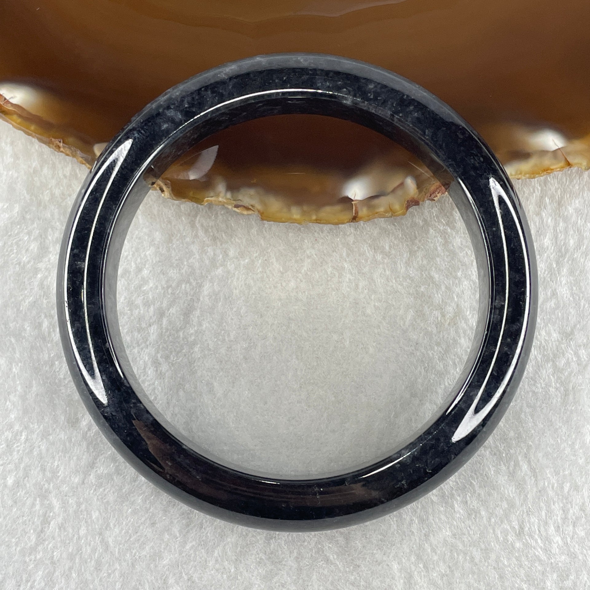 Type A Opaque Wuji Black Jadeite Bangle 60.74g  Internal Diameter 57.6mm 12.8 by 8.7mm - Huangs Jadeite and Jewelry Pte Ltd
