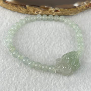 Type A Faint Blueish Green Jadeite Beads with Light Blueish Green Male Pixiu Charm Bracelet 12.93g 15.5cm 5.5cm 31 Beads 21.6 by 14.1 by 10.7mm - Huangs Jadeite and Jewelry Pte Ltd