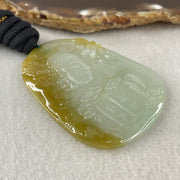 Grand Master Type A Faint Blueish Green with Yellowish Brown Jadeite Good Vs Evil Pendant 22.60g 60.3 by 43.3 by 4.0mm - Huangs Jadeite and Jewelry Pte Ltd