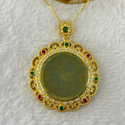 Type A Icy Light Blueish Green Jadeite Wu Shi Pai Pendent in S925 Silver Gold Pendant and Necklace 15.17g 26.0 by 2.0mm - Huangs Jadeite and Jewelry Pte Ltd