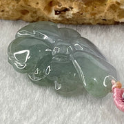 Type A Semi Icy Blueish Green with Lavender Lotus Flower Jadeite Flower Pendant 5.44g 27.3 by 17.5 by 7.9mm - Huangs Jadeite and Jewelry Pte Ltd