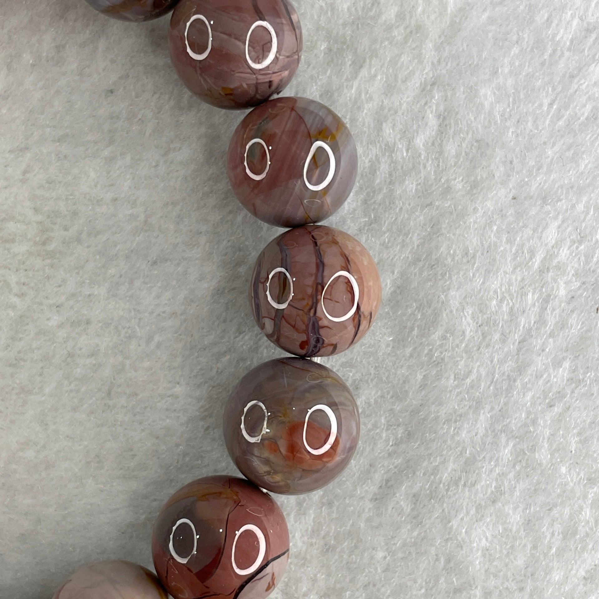 Natural Alashan Agate Greyish Pink Beads with Rat Charm Bracelet 39.00g 16.5cm 11.8mm 16Beads - Huangs Jadeite and Jewelry Pte Ltd
