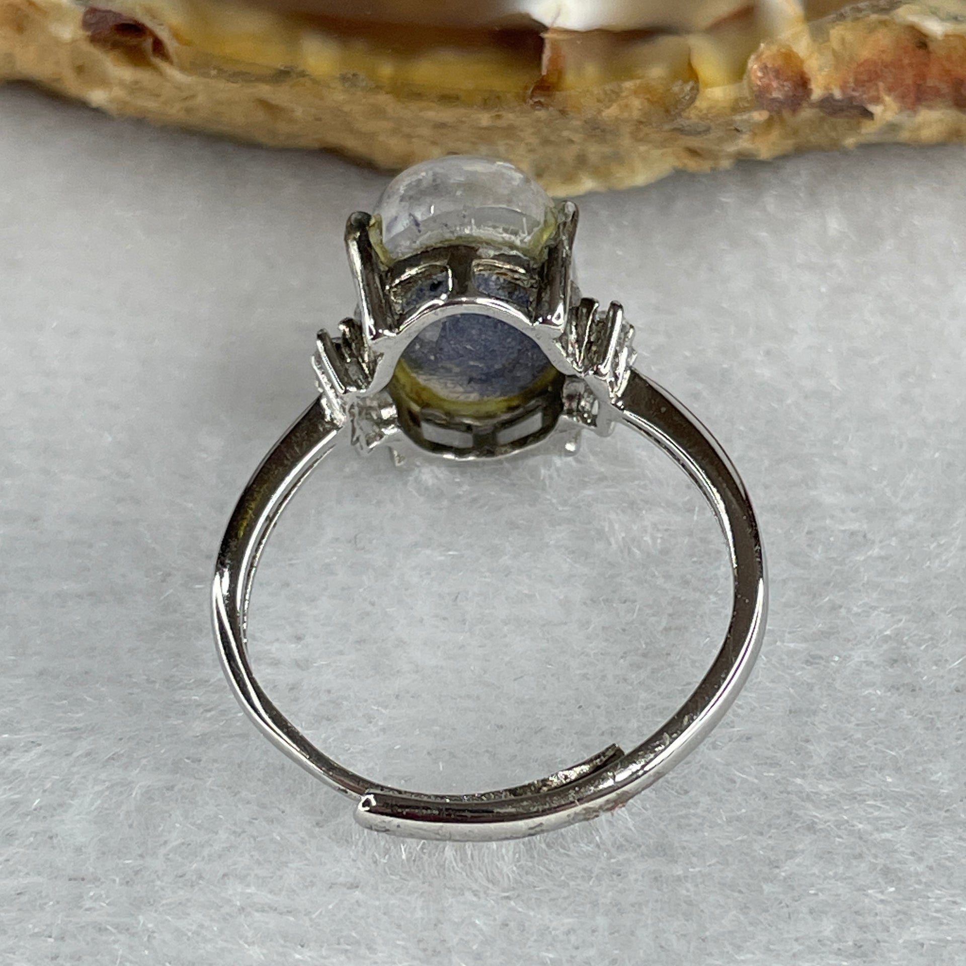 Good Grade Natural Blue Rabbit Hair Rutilated in S925 Sliver 3.27g 13.5 by 9.0 by 6.5mm (Adjustable Size) - Huangs Jadeite and Jewelry Pte Ltd