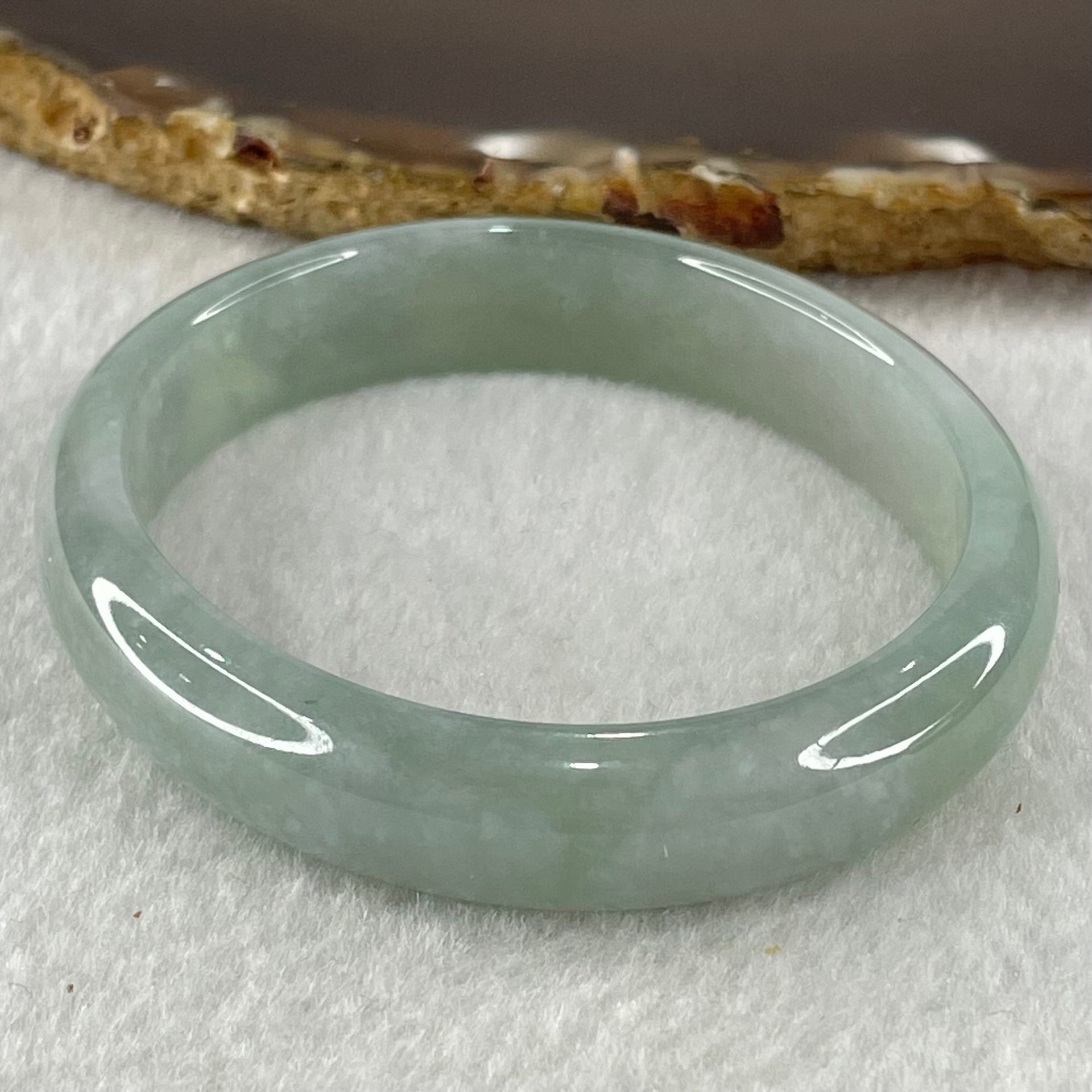 Type A Jelly Light Blueish Green Faint Lavender Jadeite Oval Bangle 36.71g Internal Diameter 54.4mm 11.8 by 6.7mm (Close to Perfect) - Huangs Jadeite and Jewelry Pte Ltd