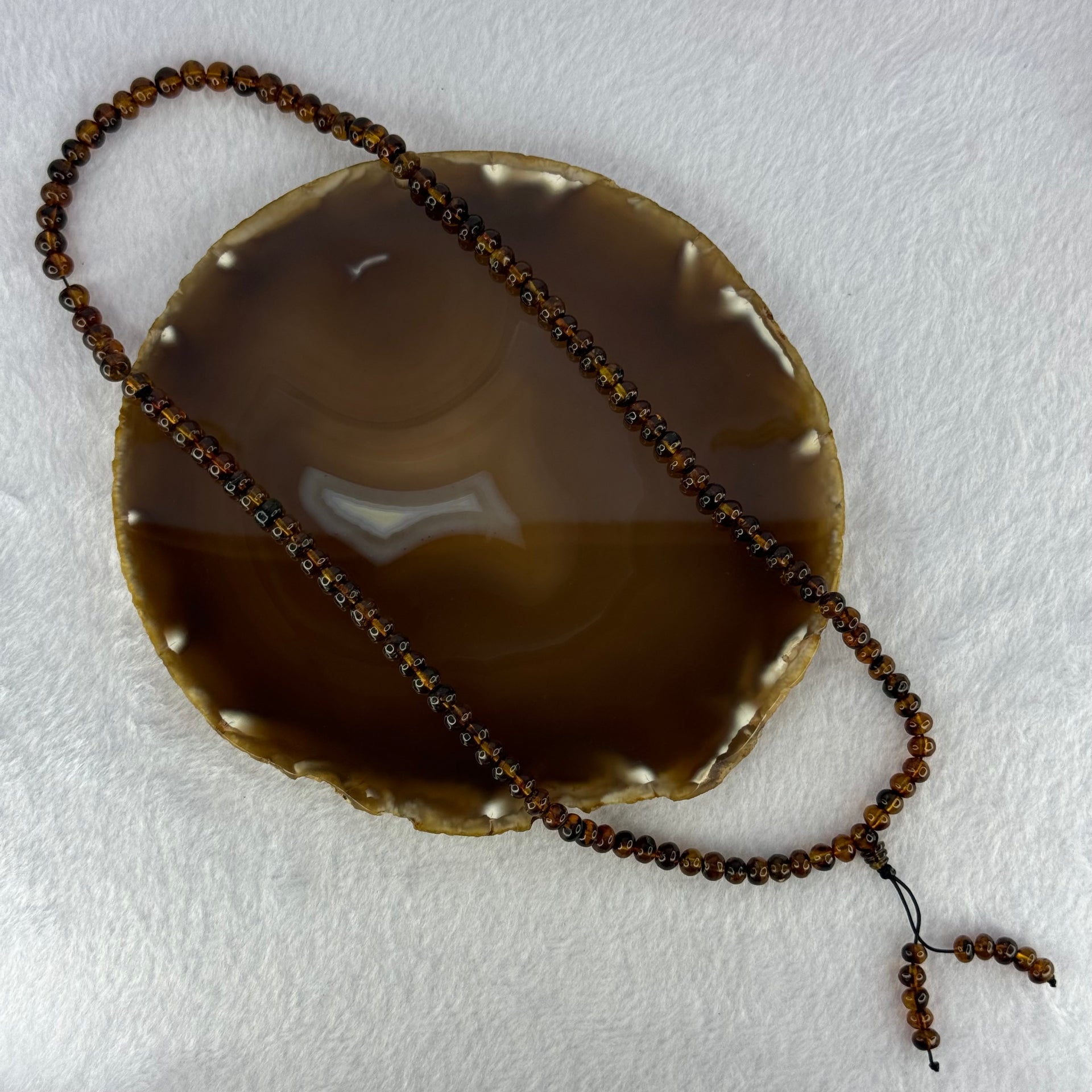 Natural Cognac Flower Amber Beads Necklace 14.28g 54cm 6.3mm 108 Beads - Huangs Jadeite and Jewelry Pte Ltd