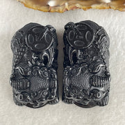 Certified Natural Type A Black Omphacite Jadeite Pixiu pair Pendant Each About 62.82g 49.5 by 28.0 by 21.6mm And 58.24g 50.2 by 28.5 by 19.9mm - Huangs Jadeite and Jewelry Pte Ltd