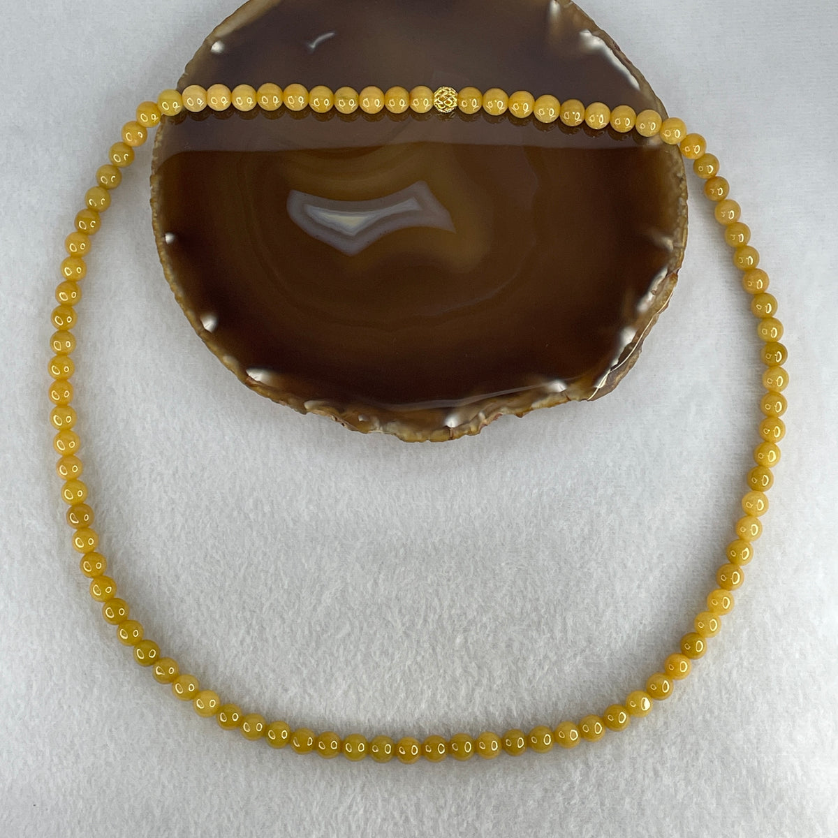 Certified Natural Type A Yellow Jadeite Beads Necklace | 7.9mm Wealth Attraction & Royal Abundance (72.58g | 88 Beads | 64cm)