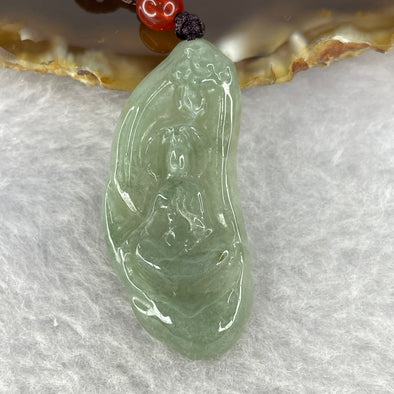 Type A Blueish Green Jadeite Guan Yin 5.90g 40.9 by 18.2 by 4.0 mm - Huangs Jadeite and Jewelry Pte Ltd