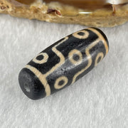 Natural Powerful Tibetan Old Oily Dark Brown with Yellowish White Agate 9 Eyes Dzi Bead Heavenly Master (Tian Zhu) 九眼天诛 6.62g 28.0 by 12.4mm - Huangs Jadeite and Jewelry Pte Ltd