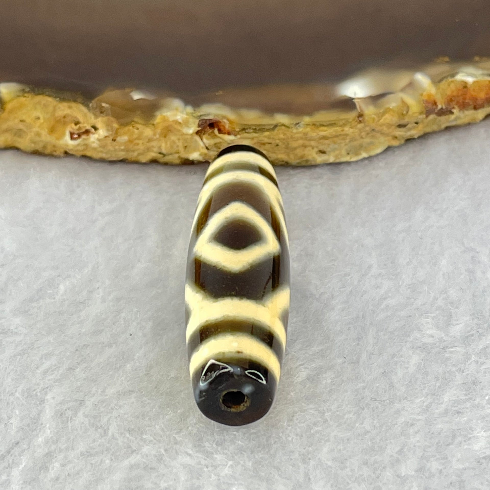 Natural Powerful Tibetan Old Oily Agate 2-Eye Vajra Dzi Bead Heavenly Master (Tian Zhu) 二眼天珠 7.81g 38.4 by 11.5mm - Huangs Jadeite and Jewelry Pte Ltd