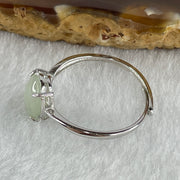 Natural Type A Semi Icy Faint Green Jadeite Oval Shape Cabouchon in S925 Silver Ring (Adjustable Size) 1.18g 8.8 by 6.4 by 3.0mm - Huangs Jadeite and Jewelry Pte Ltd