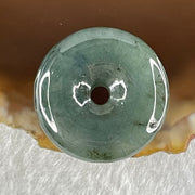 Type A Dark Blueish Green Jadeite Ping An Kou Donut Pendant 4.74g 21.3 by 5.0mm - Huangs Jadeite and Jewelry Pte Ltd