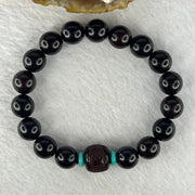 Natural India Zitan 天然小叶字檀木 Om Ma ni Padme Hum 六字真言 Beads Bracelet with Turquoise (Sinking Type) 11.30g 15.5cm 10.0mm 17 Beads, 12.0 by 11.3mm 1 Bead - Huangs Jadeite and Jewelry Pte Ltd