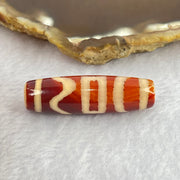 Natural Powerful Tibetan Old Oily Red Orange White Agate Sky Door Serenity 1 Eye Dzi Bead Heavenly Master (Tian Zhu) 一眼天诛 8.14g 38.1 by 11.6mm - Huangs Jadeite and Jewelry Pte Ltd