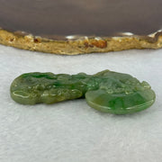 Type A Green Jadeite Dragon Axe with Ingot Pendent 36.64g 69.6 by 36.6 by 11.4mm - Huangs Jadeite and Jewelry Pte Ltd