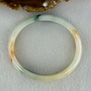 Type A Light Green with Blueish Green and Yellow Jadeite Oval Bangle Internal Diameter 55.8mm 36.00g 12.4 by 5.7mm (Slight Difference External Line) - Huangs Jadeite and Jewelry Pte Ltd