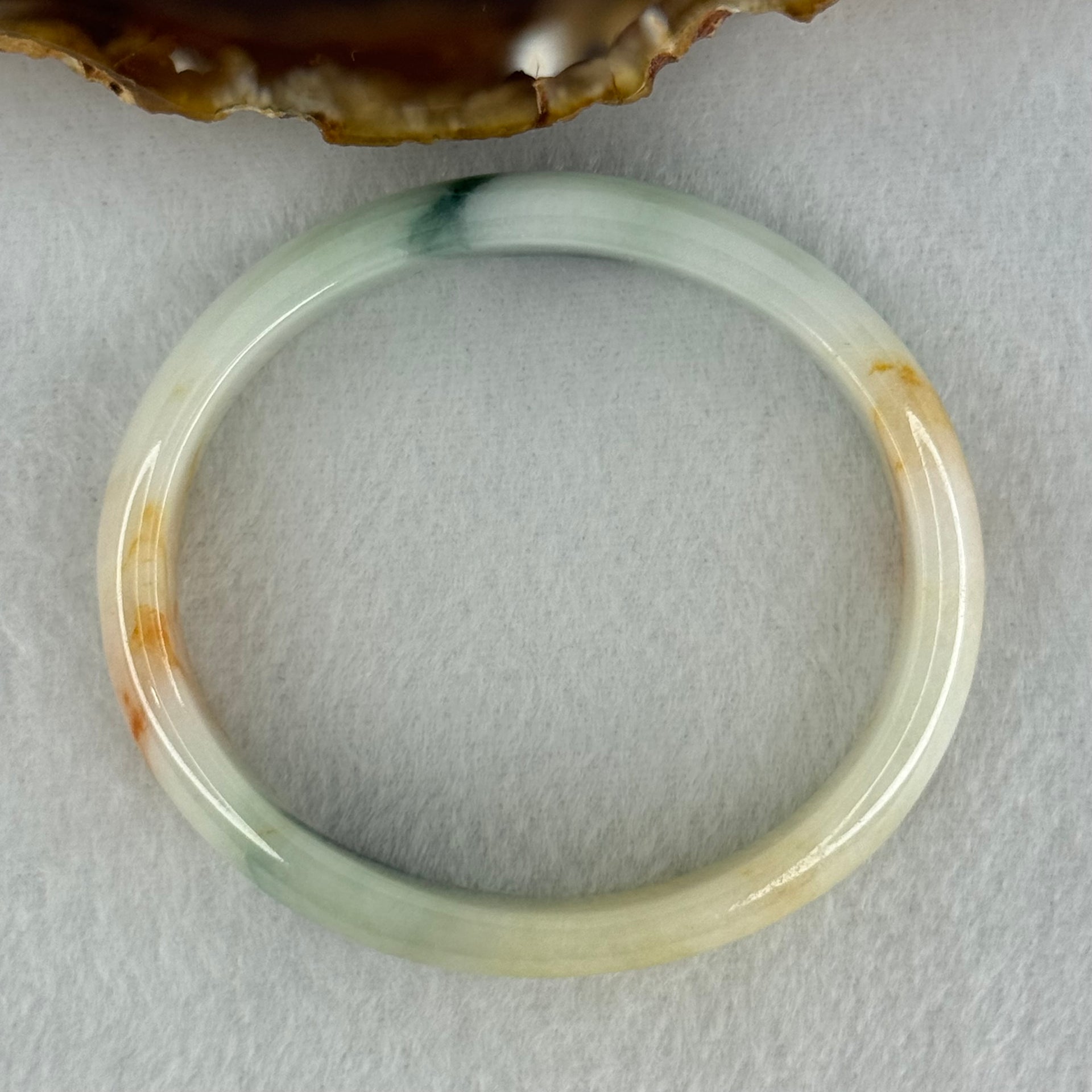 Type A Light Green with Blueish Green and Yellow Jadeite Oval Bangle Internal Diameter 55.8mm 36.00g 12.4 by 5.7mm (Slight Difference External Line) - Huangs Jadeite and Jewelry Pte Ltd