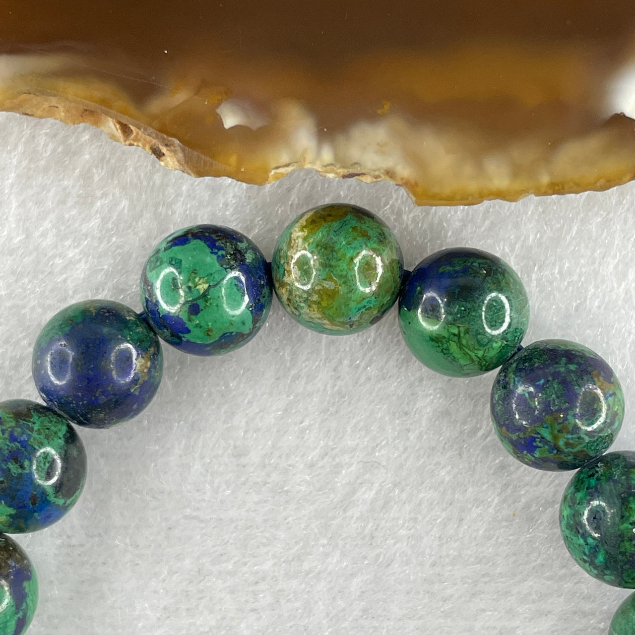 Natural Azurite Beads Bracelet 23.00g 14cm 9.3mm 19 Beads
