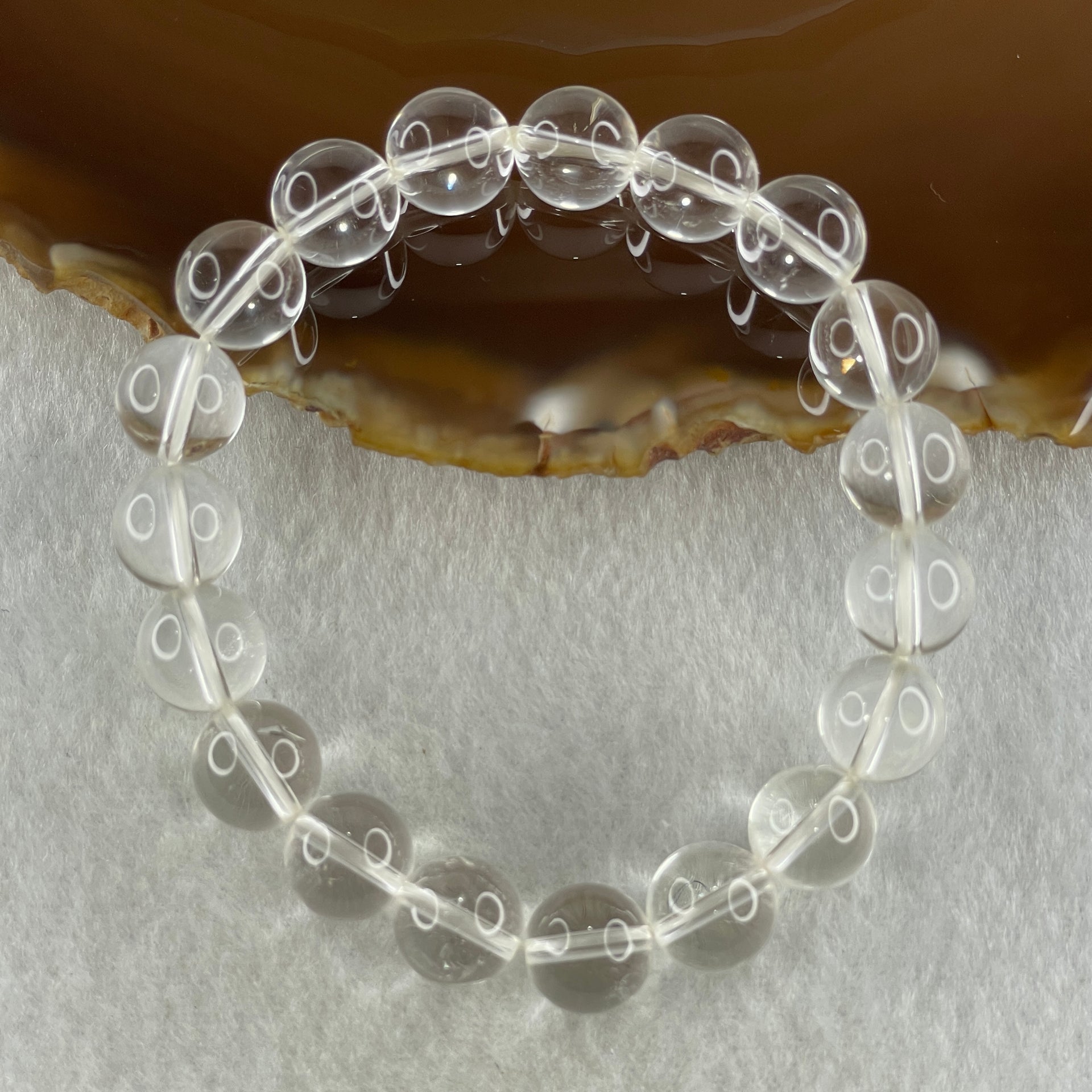 Natural Clear Quartz Beads Bracelet 26.40g 15cm 10.1mm 19 Beads - Huangs Jadeite and Jewelry Pte Ltd