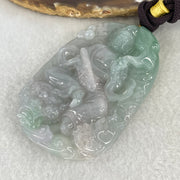 Grand Master Type A Jelly Lavender and Green Piao Hua Jadeite Manjusri Bodhisattva Pendant 90.51g 77 by 50 by 12.8mm - Huangs Jadeite and Jewelry Pte Ltd