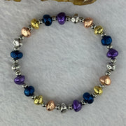 Natural Meteorite in Multi Color Pebble Shape Beads with Mini Stainless Beads Bracelet 天然天铁手链 25.33g 15cm 6.8mm 22pcs - Huangs Jadeite and Jewelry Pte Ltd