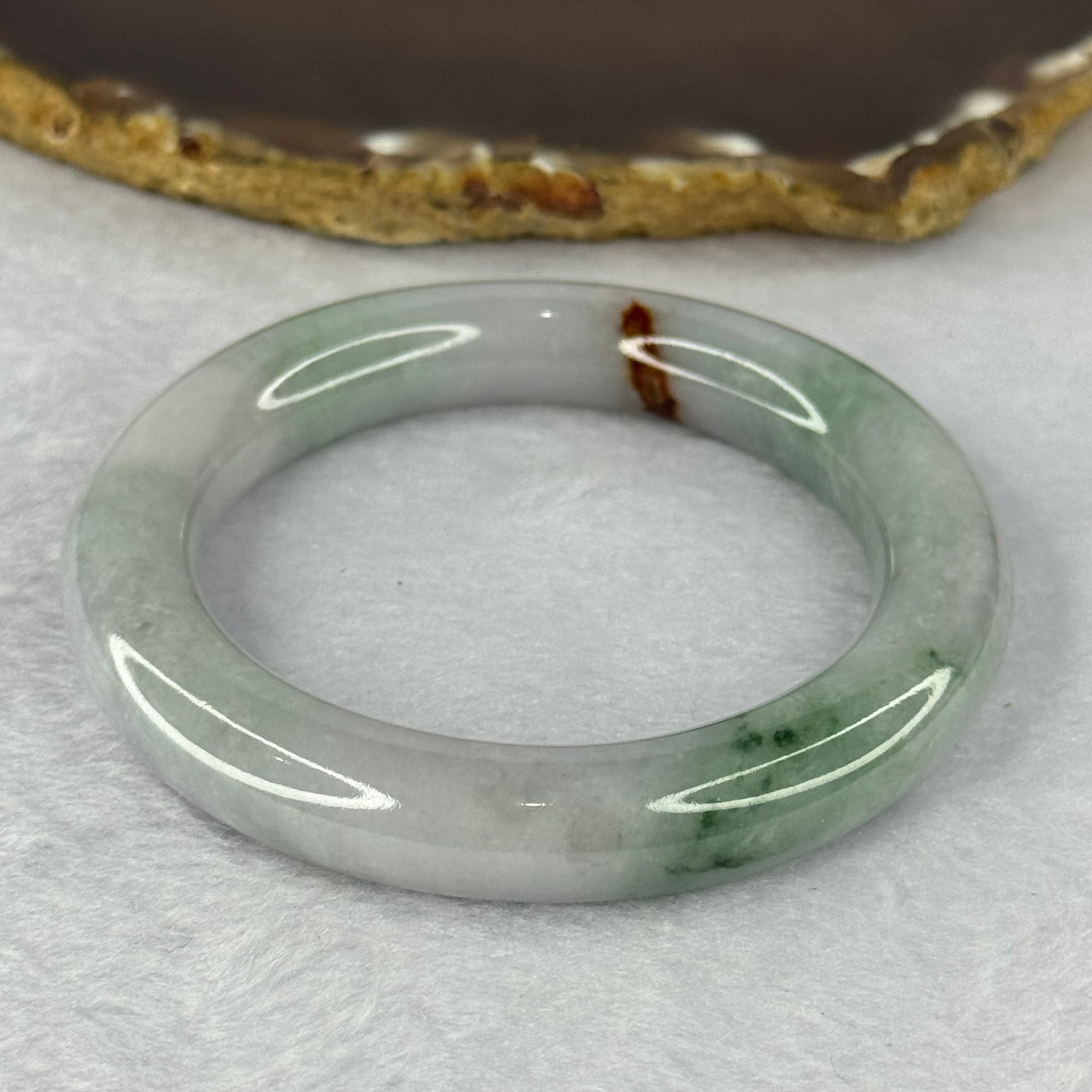 Type A Lavender with Green and Brownish Red Patches Bangle 68.81g 12.0 by 11.3 mm Internal Diameter 54.6 mm (External Line with Internal Lines) - Huangs Jadeite and Jewelry Pte Ltd