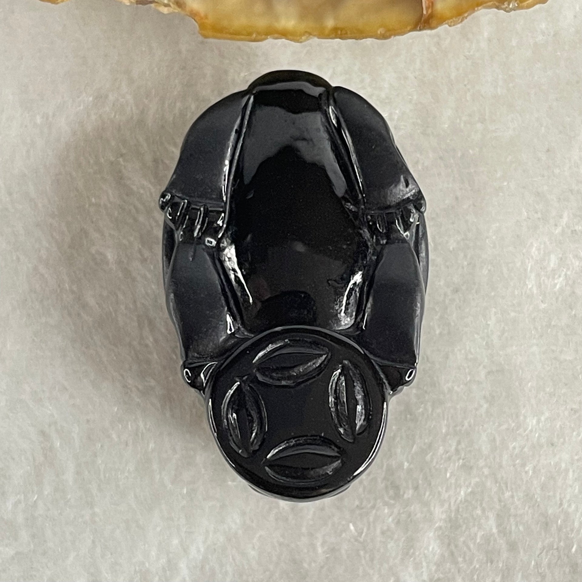 Type A Opaque Black Omphacite Jadeite Dragon Turtle with Coin Pendant Charm 12.45g 29.7 by 18.0 by 15.2mm - Huangs Jadeite and Jewelry Pte Ltd
