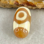 Natural Powerful Tibetan Old Oily Agate 3 Eyes Dzi Bead Heavenly Master (Tian Zhu) 三眼天诛 2.90g 19.5 by 10.2mm - Huangs Jadeite and Jewelry Pte Ltd