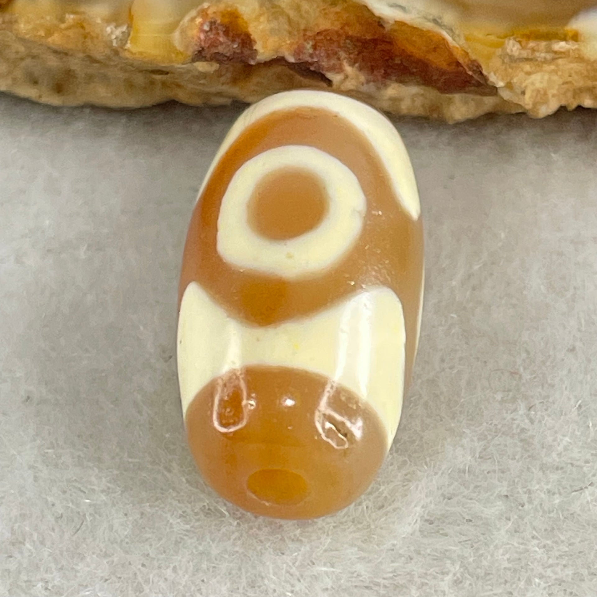 Natural Powerful Tibetan Old Oily Agate 3 Eyes Dzi Bead Heavenly Master (Tian Zhu) 三眼天诛 2.90g 19.5 by 10.2mm - Huangs Jadeite and Jewelry Pte Ltd
