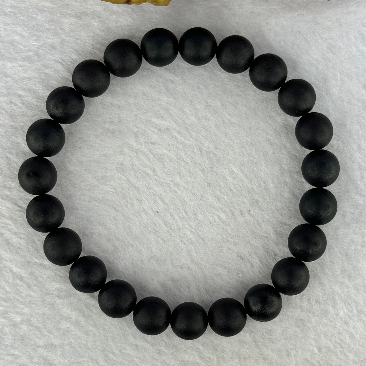 Natural Dark Matt Black Amber Beads Bracelet 天然大黑天翁琥珀手链 7.30g 16cm 8.4mm 23 Beads - Huangs Jadeite and Jewelry Pte Ltd