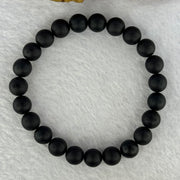 Natural Dark Matt Black Amber Beads Bracelet 天然大黑天翁琥珀手链 7.30g 16cm 8.4mm 23 Beads - Huangs Jadeite and Jewelry Pte Ltd