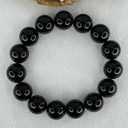 Natural Black Moldavite Meteorite Crystal Beads Bracelet 52.32g 18cm 14.3mm 15 Beads - Huangs Jadeite and Jewelry Pte Ltd