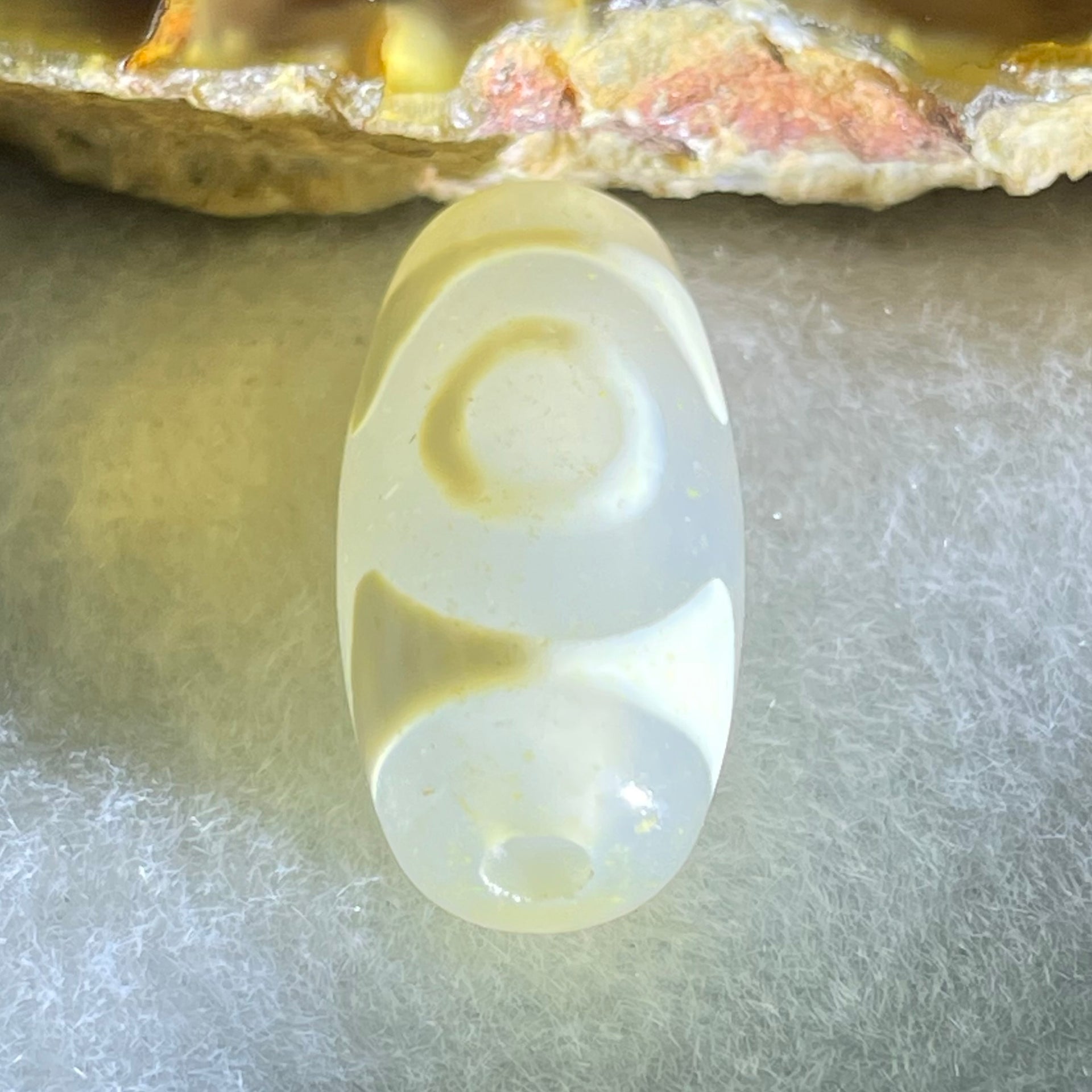 Natural Powerful Tibetan Old Oily Agate 3 Eyes Dzi Bead Heavenly Master (Tian Zhu) 三眼天诛 3.22g 20.1 by 10.4mm - Huangs Jadeite and Jewelry Pte Ltd