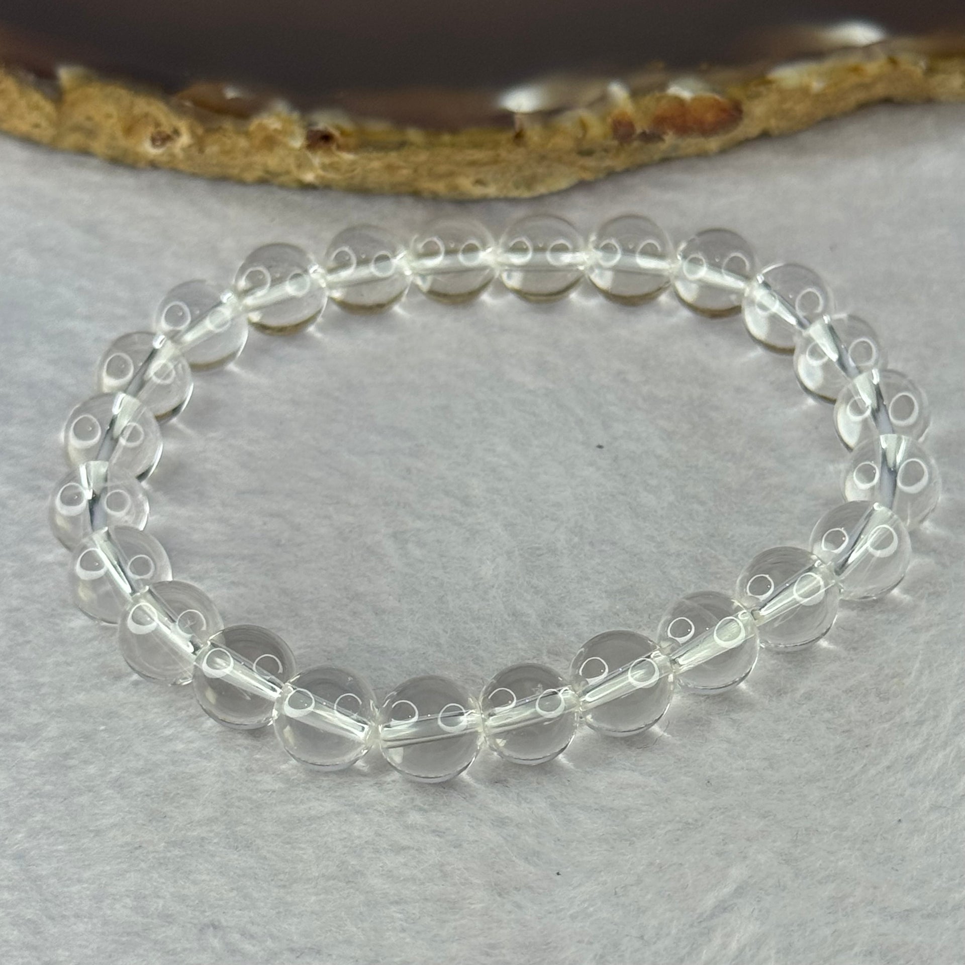Natural Clear Quartz Bracelet 天然白水晶手链 18.64g 16.5cm 8.4mm 24 Beads - Huangs Jadeite and Jewelry Pte Ltd