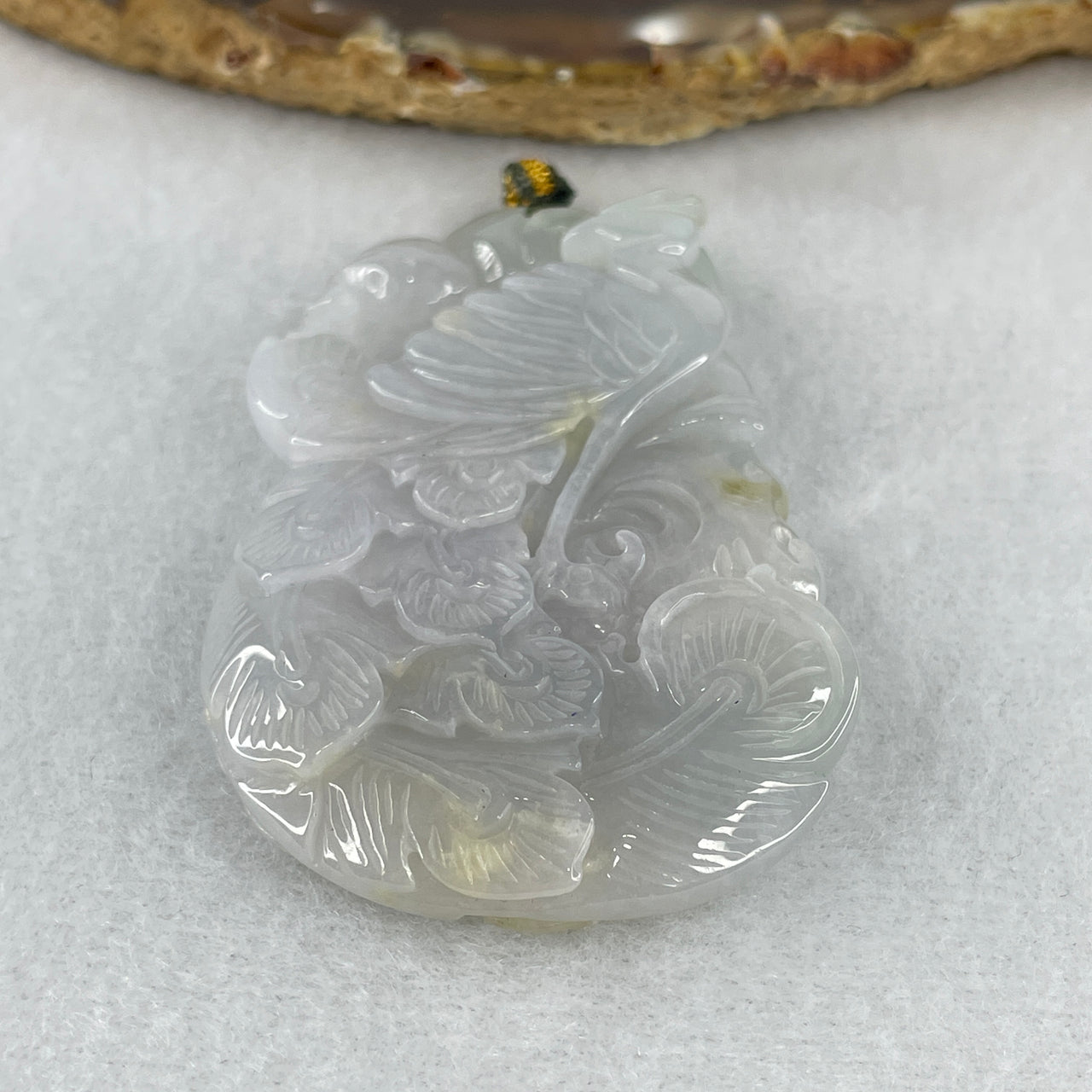 Certified Natural Type A Light Lavender & Green Piao Hua Jadeite Phoenix Pendant | Masterpiece Double-Sided High-Relief Carving | Saturated Myanmar Feicui Spiritual Ascension Amulet (47.01g | 63.3x40.4x10.8mm)