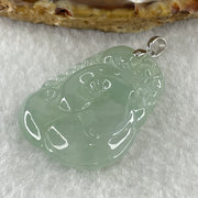 18K 750 White Gold Type A Icy Sky Blue Jadeite Ruyi with Bat Pendant 12.36g 35.5 by 26.6 by 7.1mm - Huangs Jadeite and Jewelry Pte Ltd