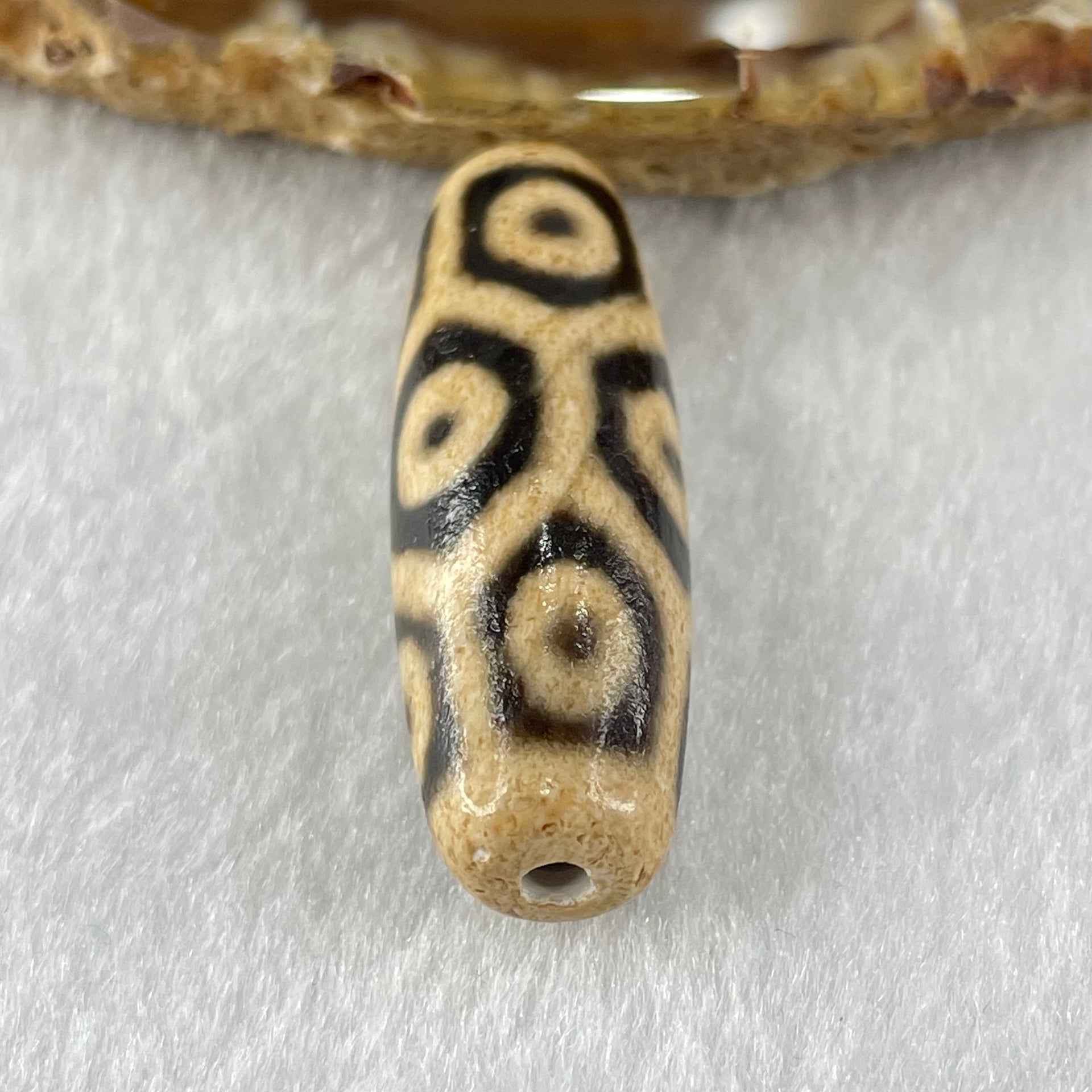 Natural Powerful Tibetan Old Oily Agate 9 Eyes Turtle Shell Dzi Bead Heavenly Master (Tian Zhu) 九眼龟壳天诛 9.80g 38.4 by 12.8mm - Huangs Jadeite and Jewelry Pte Ltd