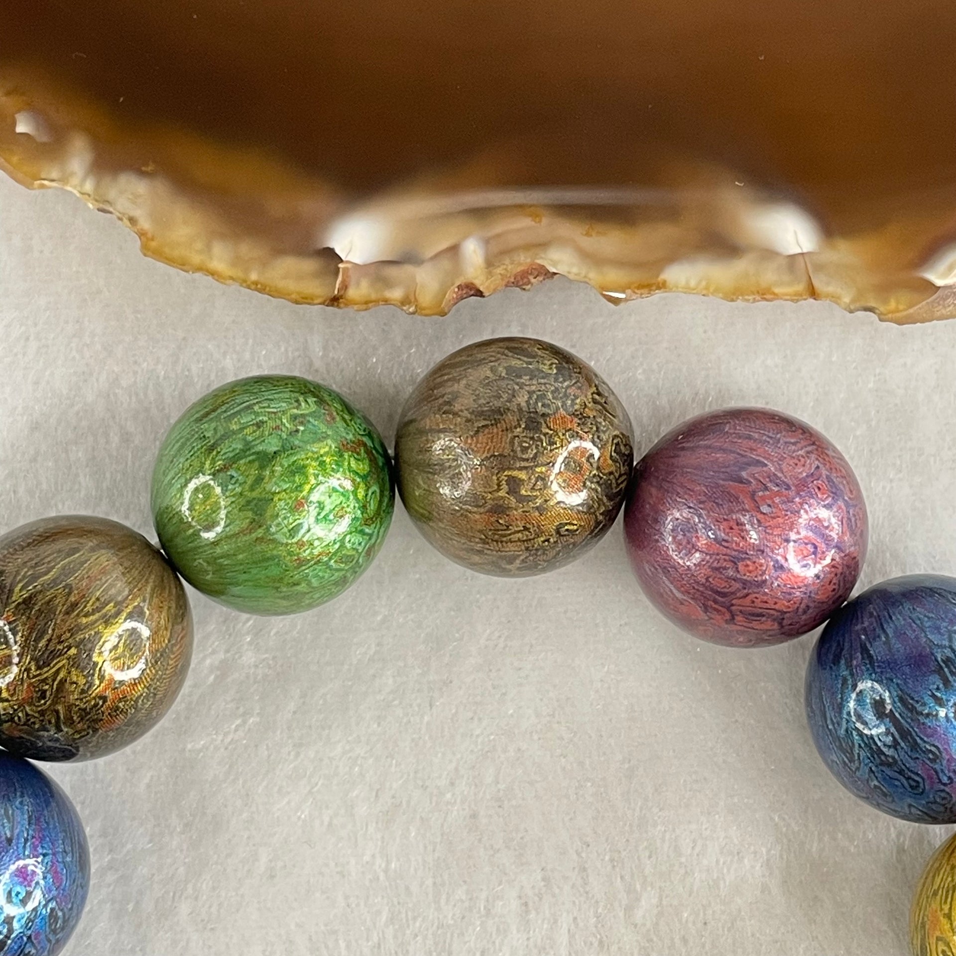 Natural Colored Rosewood Beads Bracelet 46.10g 18cm 18.2mm 13 Beads - Huangs Jadeite and Jewelry Pte Ltd