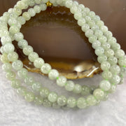 Type A Semi Icy Green with Wuji Grey Piao Hua Beads Necklace 122 Beads 5.4mm 31.79g - Huangs Jadeite and Jewelry Pte Ltd