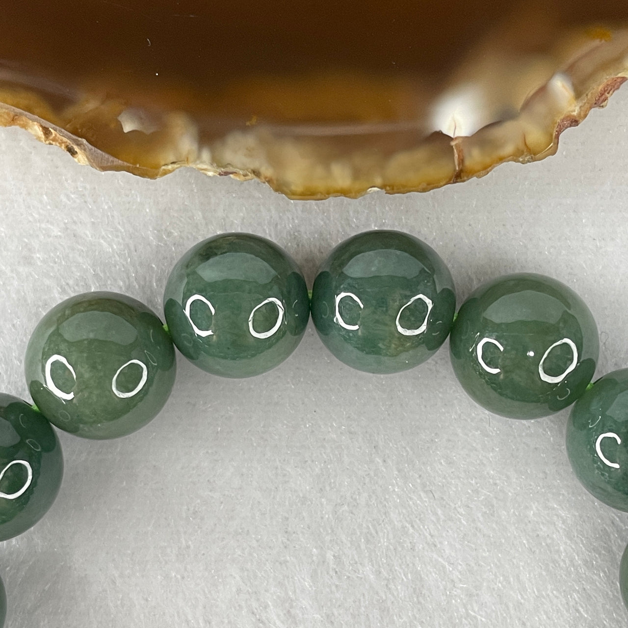 Certified Type A Blueish-Green Jadeite Investment Bracelet | Deep Blue-Water Crystalline Translucency | 100% Natural Grade A Fei Cui Masterpiece | 17-Bead Sovereign Alignment (52.23g | 12.4mm | 16.5cm)