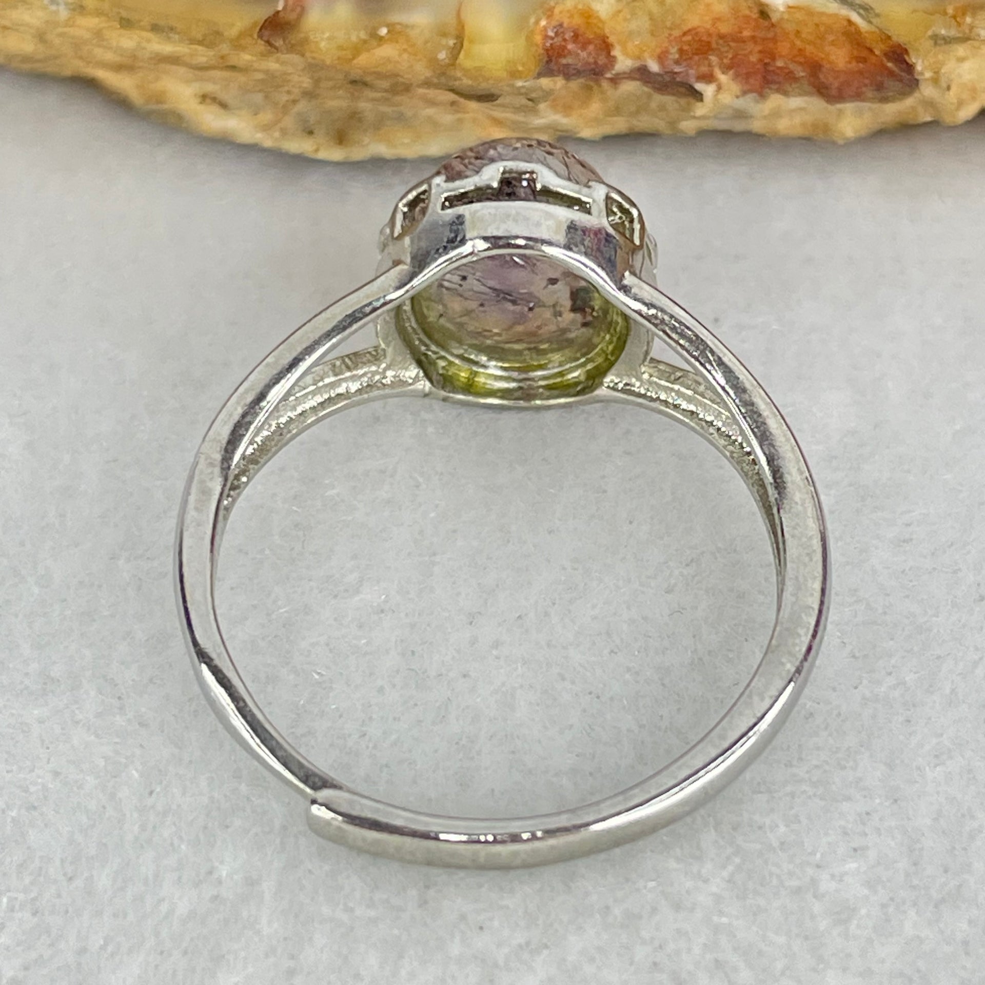 Average Grade Natural Super 7 Quartz in S925 Sliver Ring (Adjustable Size) 2.11g 8.8 by 7.7 by 5.0mm - Huangs Jadeite and Jewelry Pte Ltd