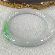 Type A Faint Lavender with Emerald Green Piao Hua Jadeite Floral Bangle 35.49g Internal Diameter 56.1mm 8.1 by 8.3mm - Huangs Jadeite and Jewelry Pte Ltd