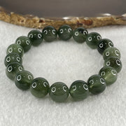 Good Grade Natural Cats Eye Green Rutilated Quartz Beads Bracelet 39.67g 18cm 11.7mm 18 Beads - Huangs Jadeite and Jewelry Pte Ltd
